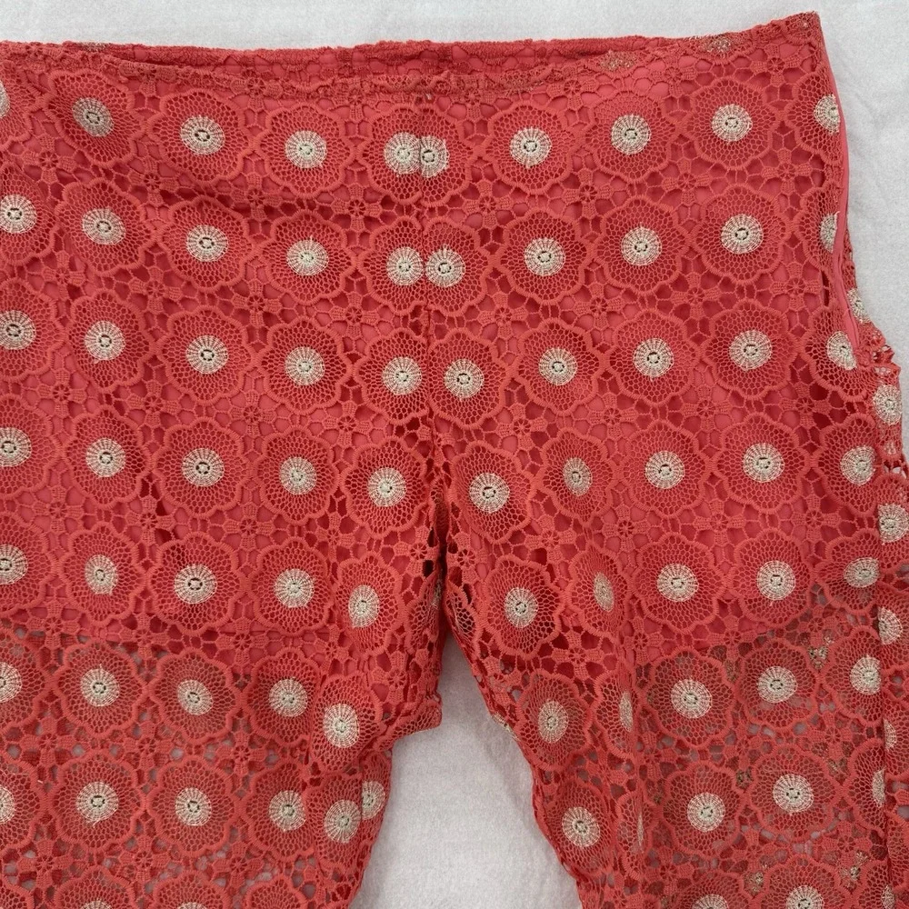Valerie‎ Khalfon Paris Punchy Lace Pants Womens Size 42 / Large Coral Boho NWT